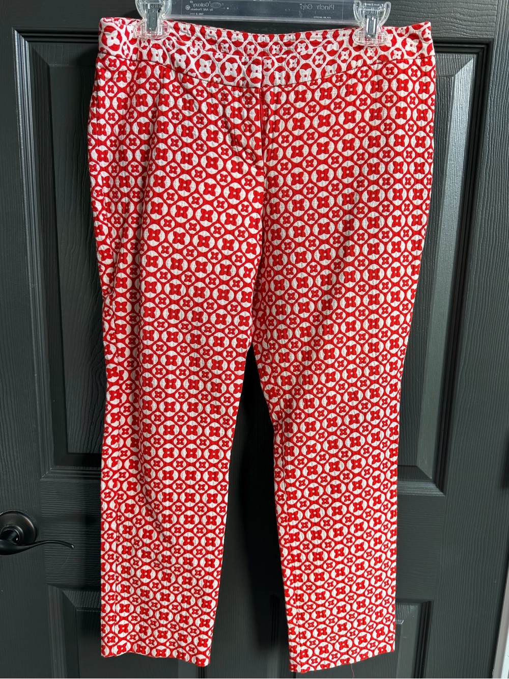 WORTHINGTON Red White Geometric Ankle Length Pants‎ Textured Size 6